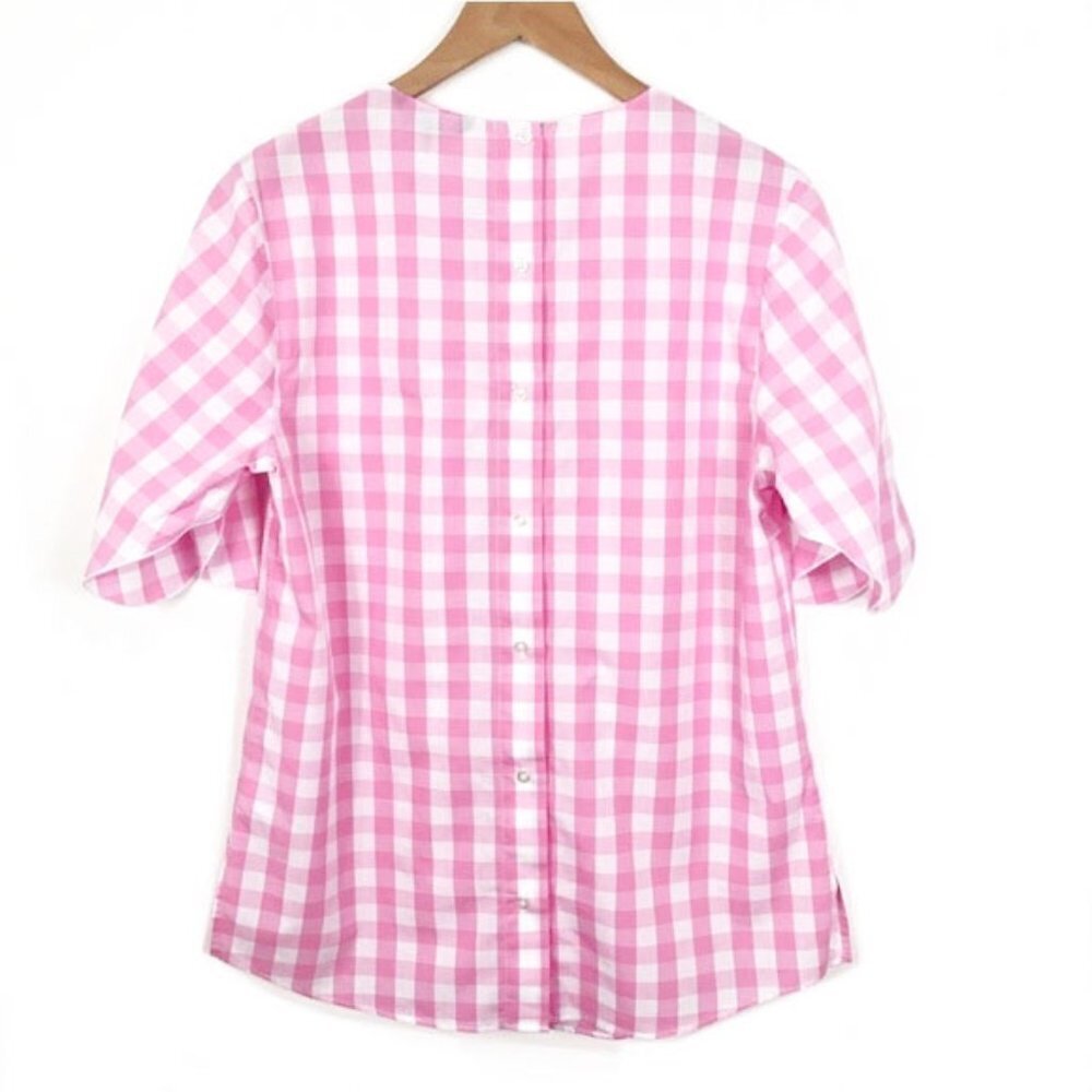 Banana Republic Pink Gingham Tie Sleeve Top Extra Small XS - Picture 4 of 8